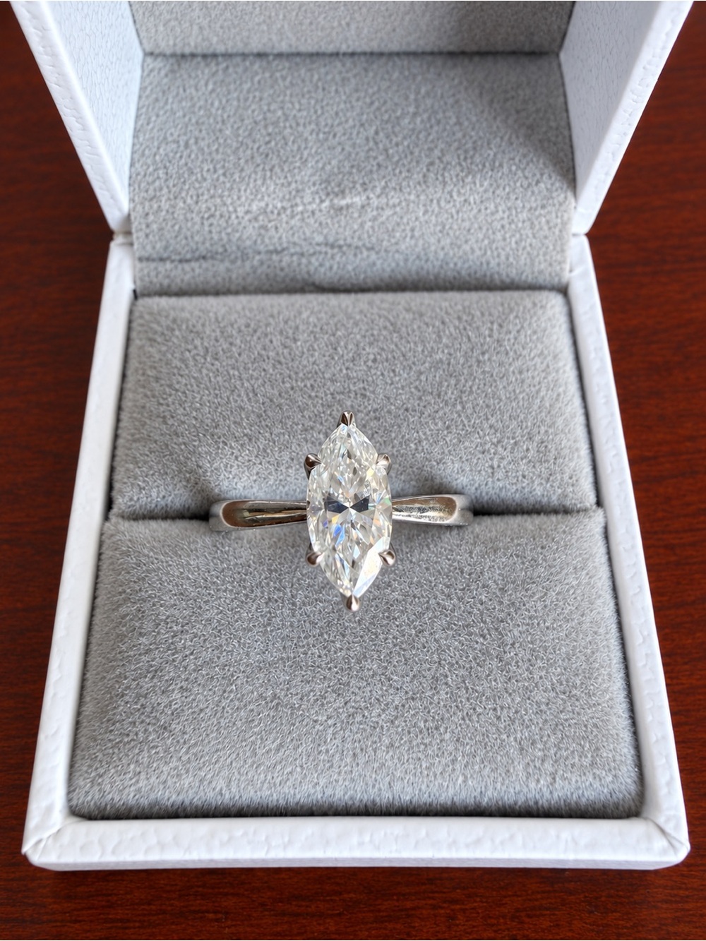 Marquise Moissanite Tulip Solitaire Ring 1.5ct 925 Silver Size 7.5